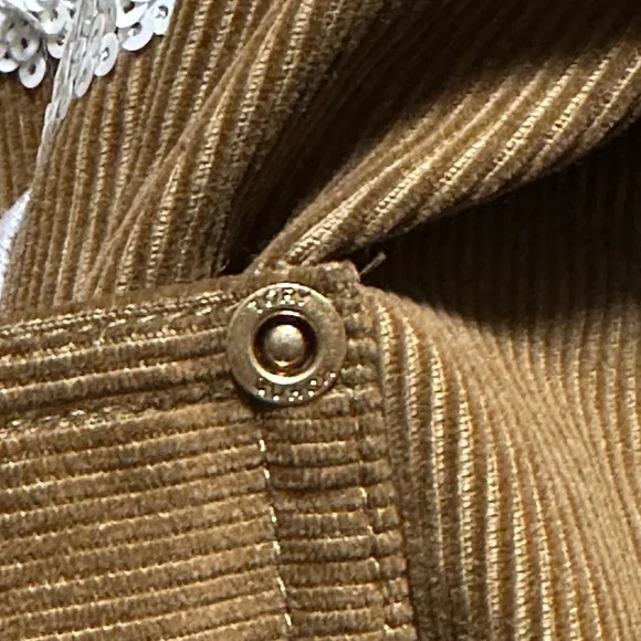 Gorgeous Tory Burch Brown Corduroy Jacket with White Floral Details - Picture 11 of 12